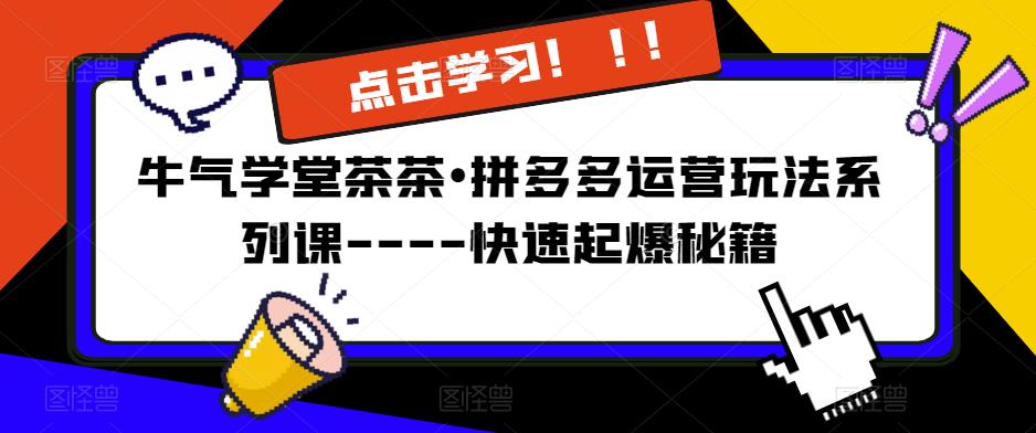 牛气学堂茶茶•拼多多运营玩法系列课—-快速起爆秘籍-云创网