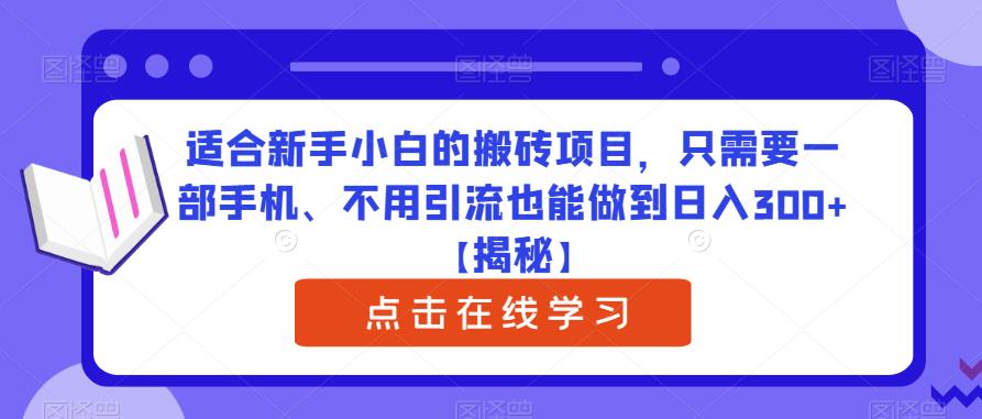 适合新手小白的搬砖项目，只需要一部手机、不用引流也能做到日入300+【揭秘】-云创网