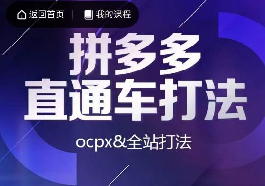 互力·拼多多直通车打法，ocpx&全站打法-云创网