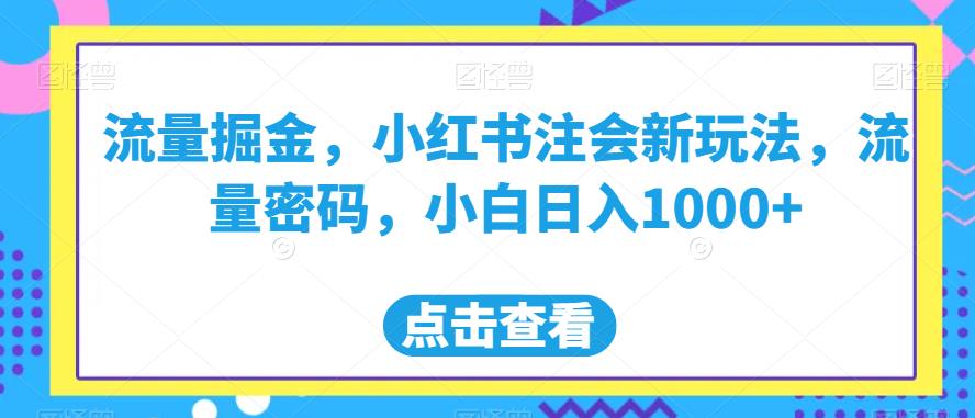 流量掘金，小红书注会新玩法，流量密码，小白日入1000+【揭秘】-云创网