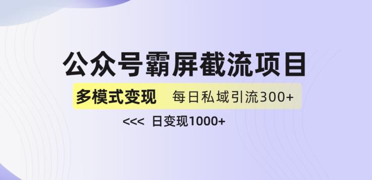 公众号霸屏截流项目+私域多渠道变现玩法，全网首发，日入1000+【揭秘】-云创网