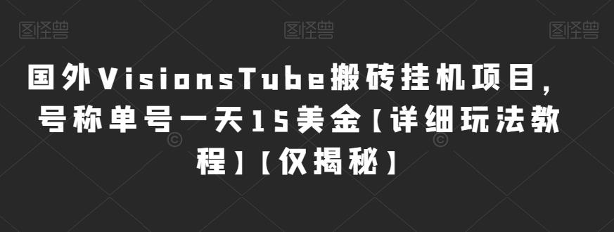 国外VisionsTube搬砖挂机项目，号称单号一天15美金【详细玩法教程】【仅揭秘】-云创网