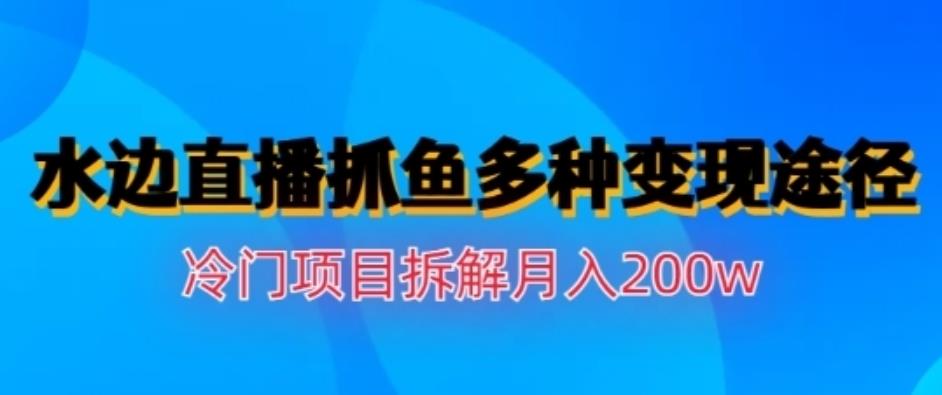 水边直播抓鱼，多种变现途径冷门项目，月入200w拆解【揭秘】-云创网