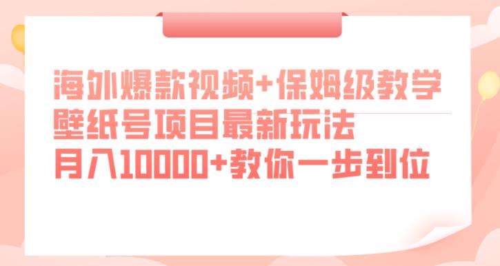 海外爆款视频+保姆级教学，壁纸号项目最新玩法，月入10000+教你一步到位【揭秘】-云创网