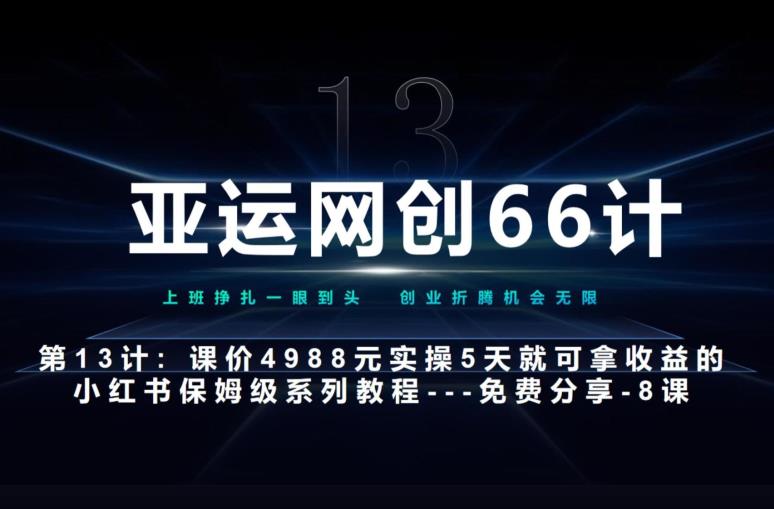 亚运网创66计第13计：小红书实战系列，只需5天即可完全上手-系列10节课第8课–秘笈3式建立专属爆款选题库–高杠杆+嚼碎喂嘴里-云创网