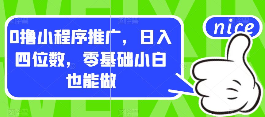 0撸小程序推广，日入四位数，零基础小白也能做【揭秘】-云创网