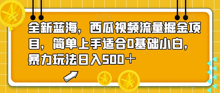 全新蓝海，西瓜视频流量掘金项目，简单上手适合0基础小白，暴力玩法日入500＋【揭秘】-云创网