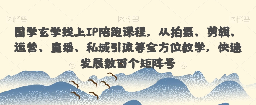 国学玄学线上IP陪跑课程，从拍摄、剪辑、运营、直播、私域引流等全方位教学，快速发展数百个矩阵号-云创网