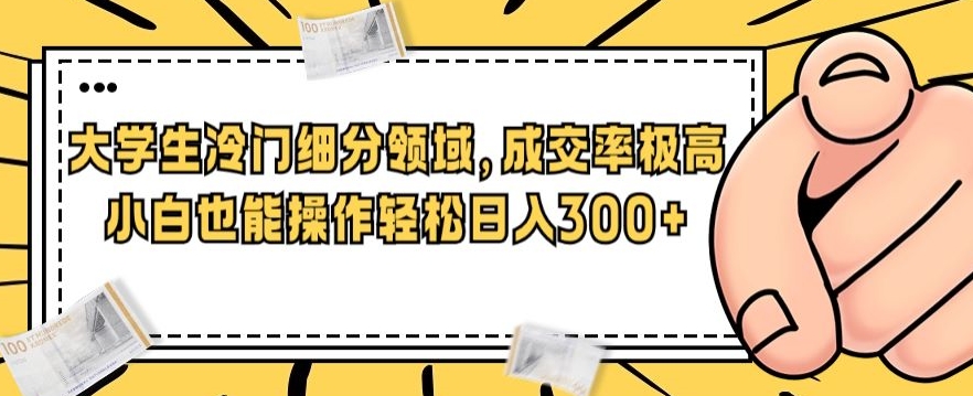 一个大学生冷门细分领域，成交率极高，小白也能操作，轻松日入300+-云创网