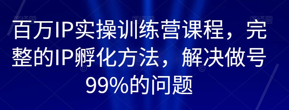 百万IP实操训练营课程，完整的IP孵化方法，解决做号99%的问题-云创网