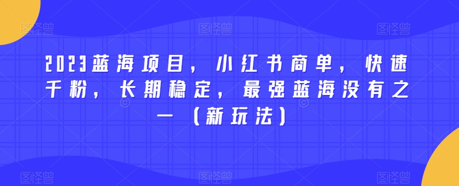 2023蓝海项目，小红书商单，快速千粉，长期稳定，最强蓝海没有之一（新玩法）-云创网