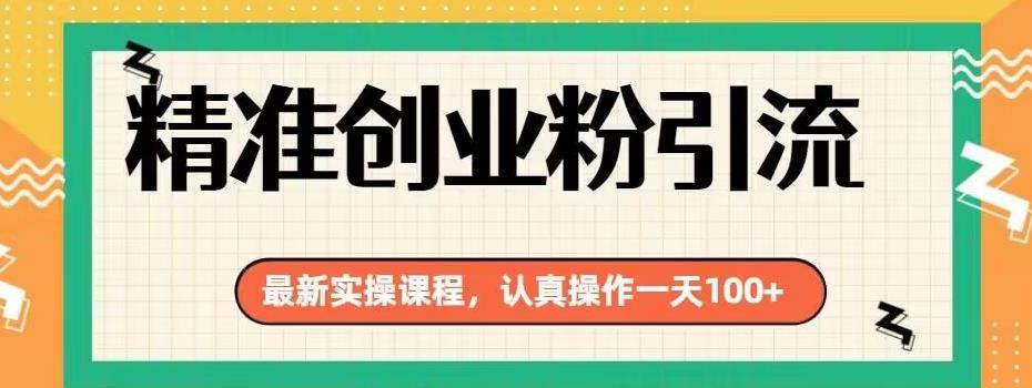 精准创业粉引流最新实操课程，认真操作一天100+-云创网