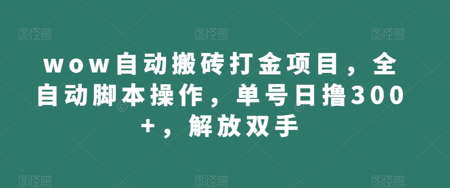 wow自动搬砖打金项目，全自动脚本操作，单号日撸300+，解放双手【揭秘】-云创网