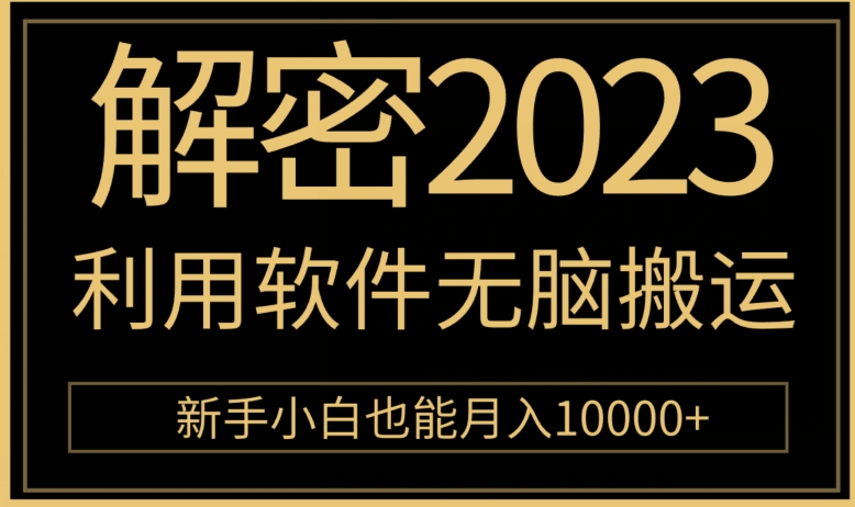 解密2023利用软件无脑搬运，新手小白也能月入10000+-云创网