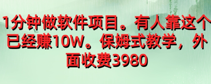 外面收费39801分钟做软件项目，有人靠这个已经赚10W，保姆式教学-云创网