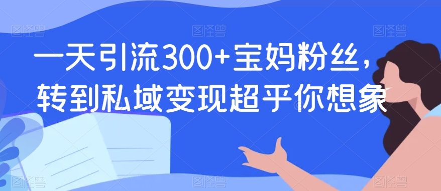 一天引流300+宝妈粉丝，转到私域变现超乎你想象-云创网