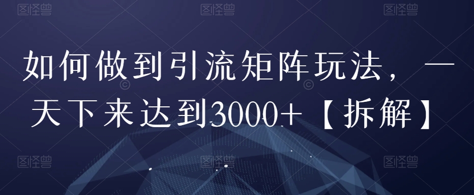 如何做到引流矩阵玩法，一天下来达到3000+【拆解】-云创网