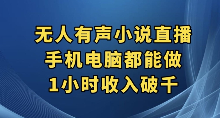 抖音无人有声小说直播，手机电脑都能做，1小时收入破千【揭秘】-云创网