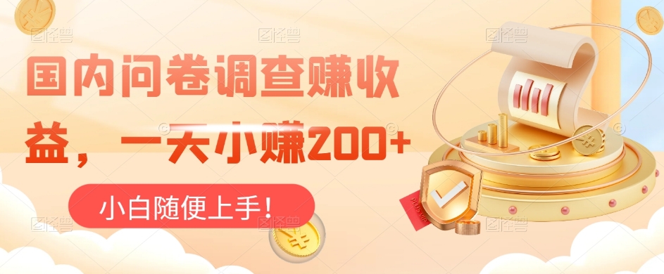 国内问卷调查赚收益，一天小赚200+，小白随便上手-云创网