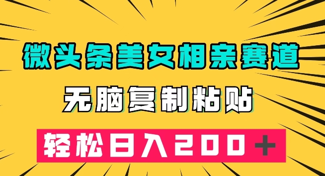 微头条冷门美女相亲赛道，无脑复制粘贴，轻松日入200＋【揭秘】-云创网