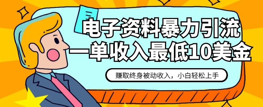 电子资料暴力引流，一单最低10美金，赚取终身被动收入，保姆级教程【揭秘】-云创网