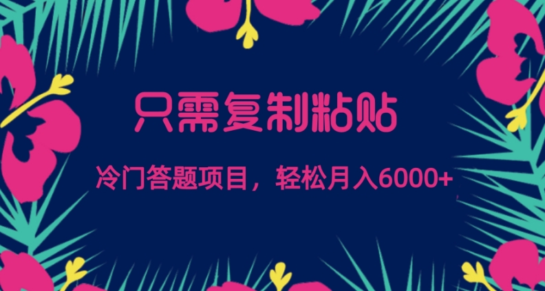 只需复制粘贴，冷门答题项目，轻松月入6000-云创网