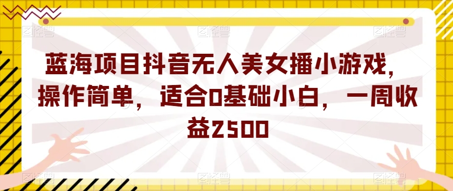 蓝海项目抖音无人美女播小游戏，操作简单，适合0基础小白，一周收益2500【揭秘】-云创网