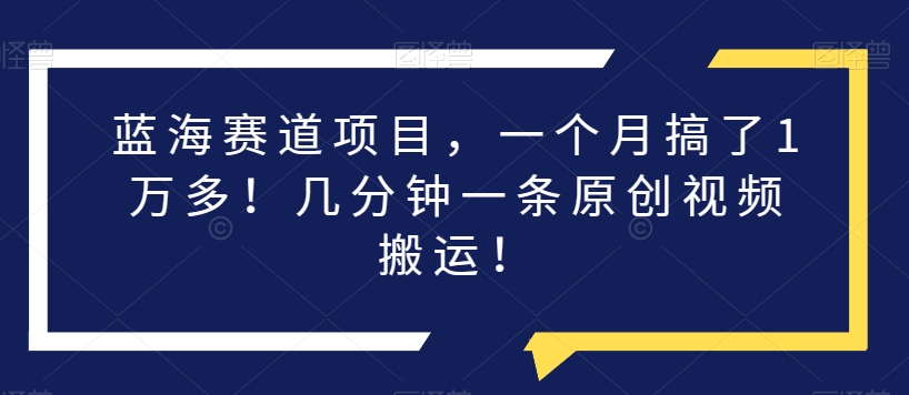 蓝海赛道项目，一个月搞了1万多！几分钟一条原创视频搬运！-云创网