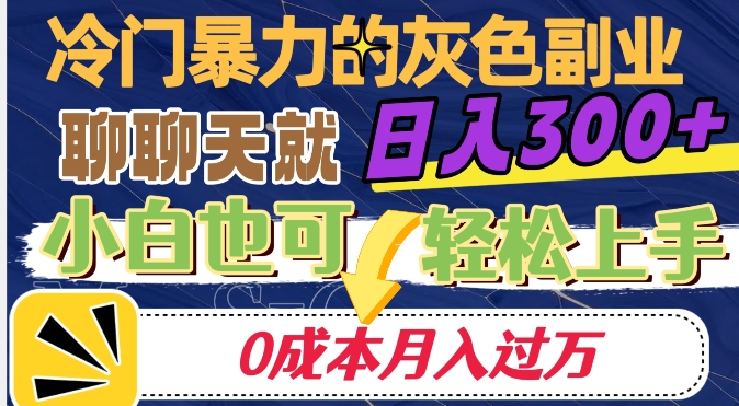 冷门暴利的副业项目，聊聊天就能日入300+，0成本月入过万【揭秘】-云创网