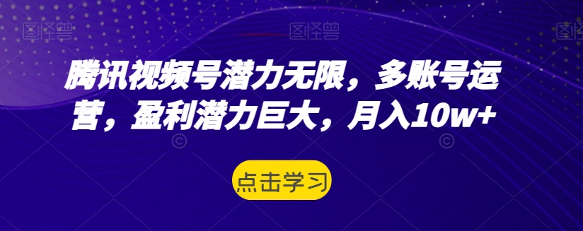 腾讯视频号潜力无限，多账号运营，盈利潜力巨大，月入10w+-云创网