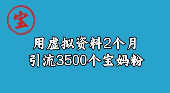 宝哥虚拟资料项目，2个月引流3500个宝妈粉-云创网