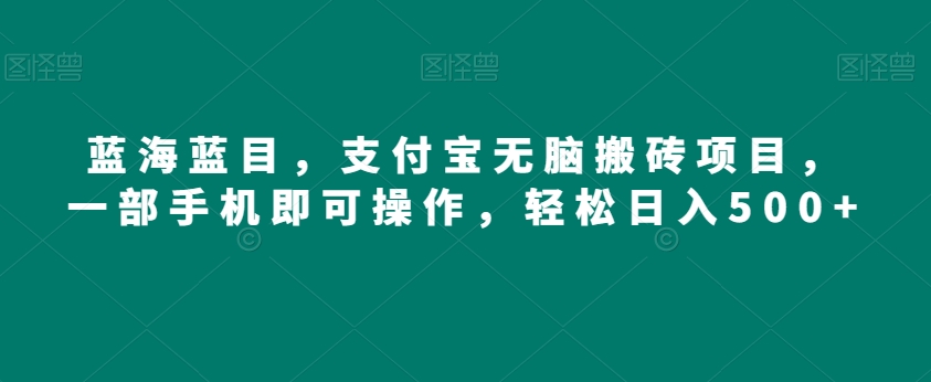 蓝海蓝目，支付宝无脑搬砖项目，一部手机即可操作，轻松日入500+-云创网