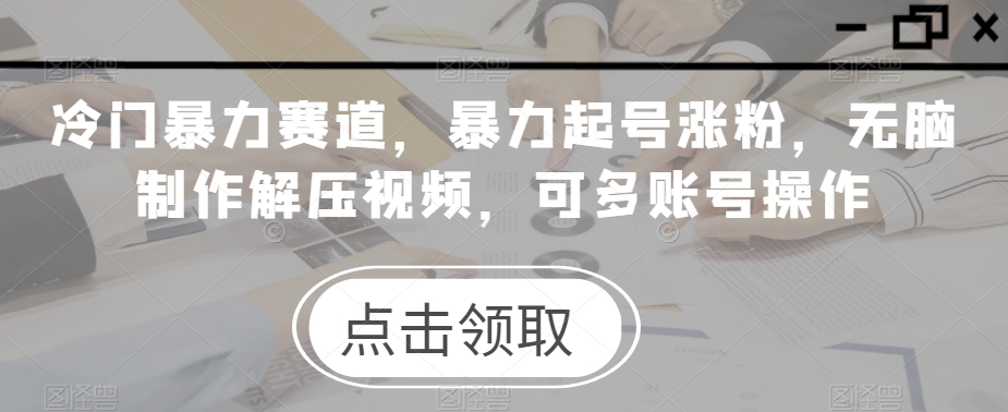 冷门暴力赛道，暴力起号涨粉，无脑制作解压视频，可多账号操作-云创网